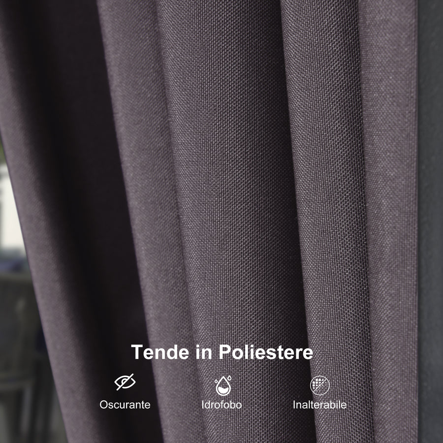 PURPLE LEAF Gazebo da Giardino Esterno,Tetto Doppio in Acciaio Galvanizzato, Resistente alla Corrosione, con Guirlanda Luminosa Trasparente, Modello Leggero - Grigio