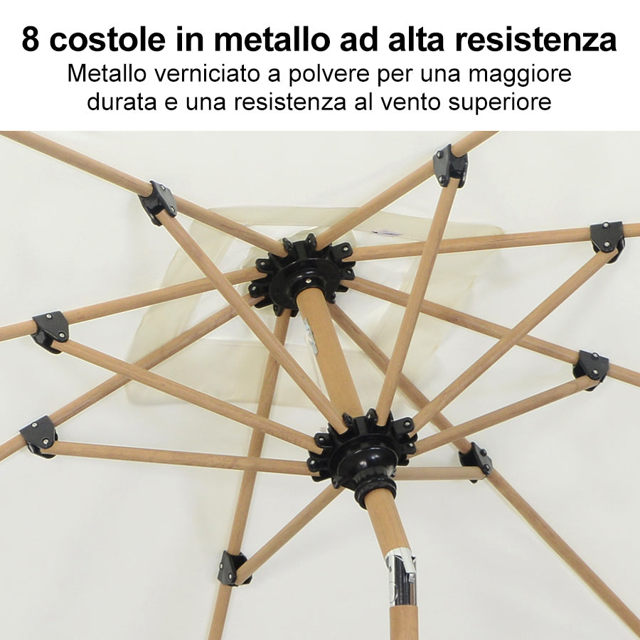 PURPLELEAF Ombrellone da Giardino Effetto Legno,Ombrellone da Esterno per Balcone,Terrazza, Patio e Giardino