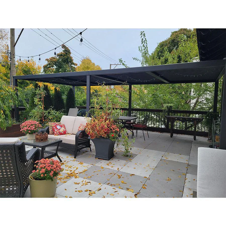 PURPLE LEAF Pergola Bioclimatica a Lamelle con Tetto Regolabile Moderna Alluminio Pergolati da Giardino per Patio Terrazza Esterno Grigio