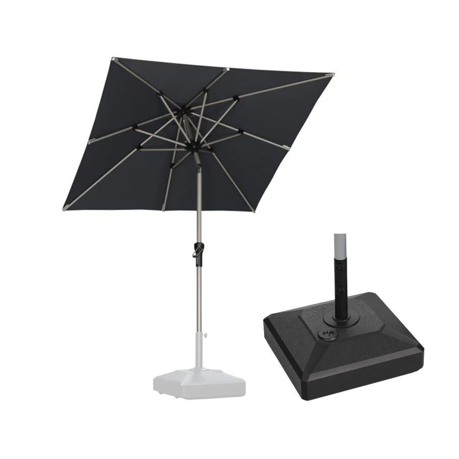 PURPLE LEAF Ombrellone da Giardino in lega di Alluminio con Inclinazione di 30°, Ombrellone da Tavolo, Ombrellone con palo centrale Impermeabile, Adatto per Giardini, Mercati ,Con Base