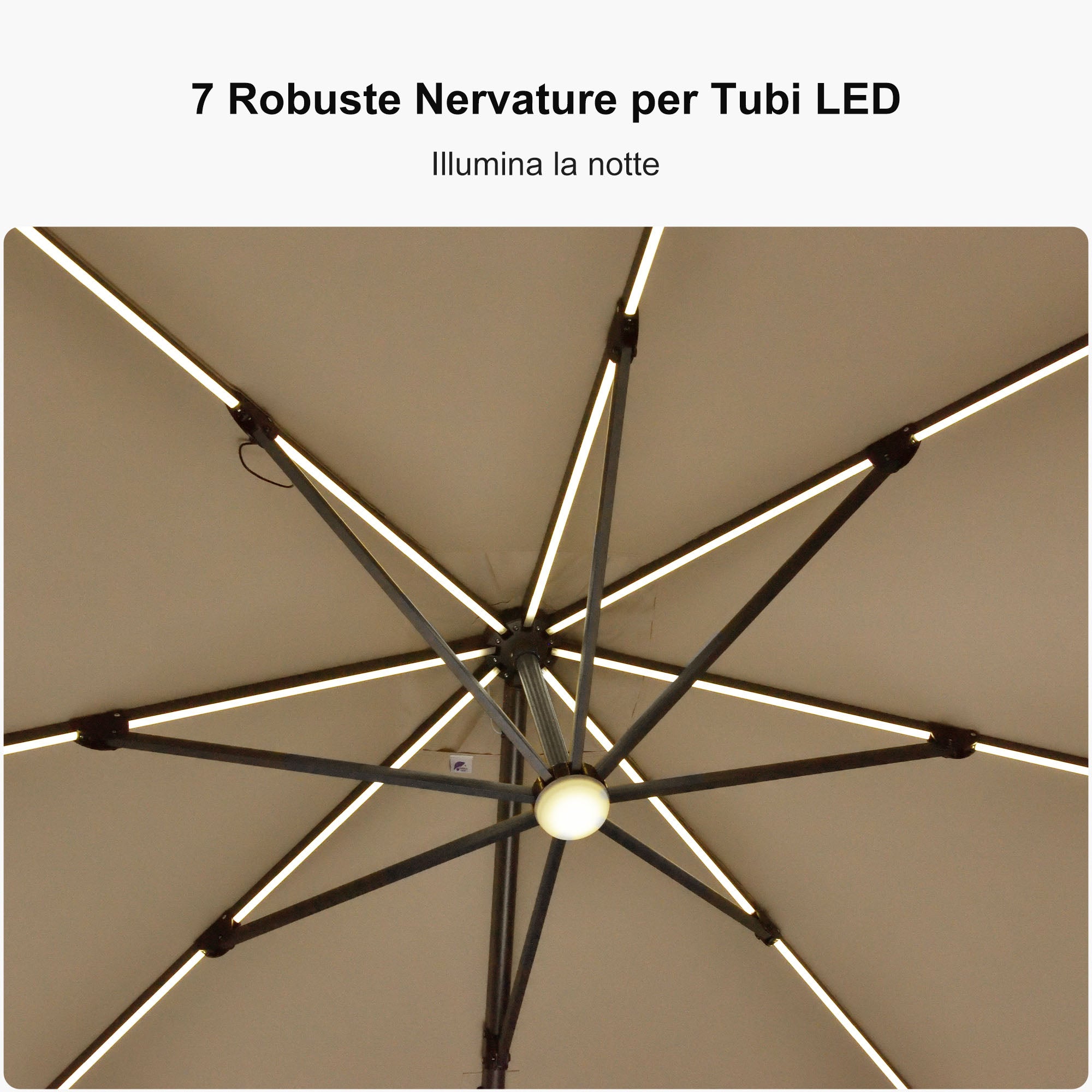 PURPLE LEAF Ombrellone da Giardino Ombrellone Quadrato Girevole con Rotazione a 360 gradi per esterno con luci ,Con Base