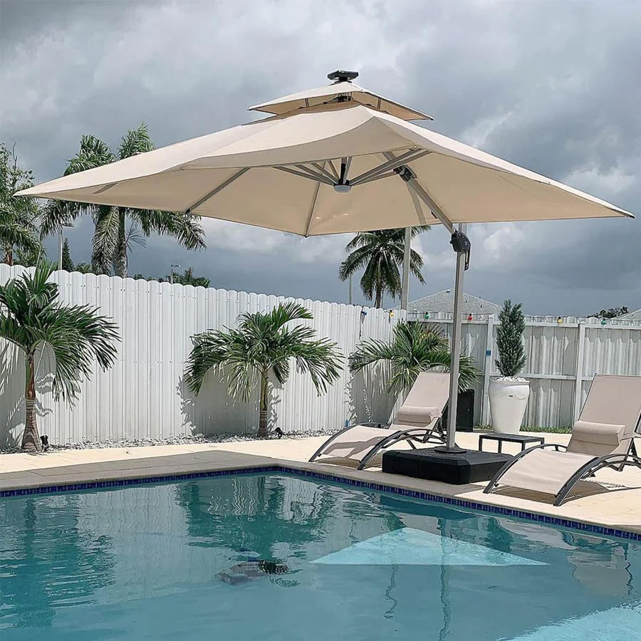 PURPLE LEAF Ombrellone Quadrati da Giardino  con Doppio Top  e luci