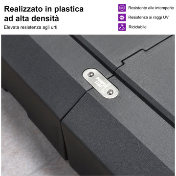 PURPLE LEAF Base Per Ombrellone A Croce Con Zavorra 150 Kg – Peso In HDPE Riempibile Con Acqua/sabbia, Per Ombrelloni Telescopici Grandi - 3