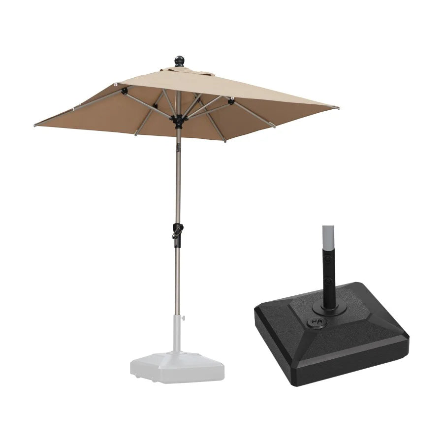 PURPLE LEAF Ombrellone da Giardino in lega di Alluminio con Inclinazione di 30°, Ombrellone da Tavolo, Ombrellone con palo centrale Impermeabile, Adatto per Giardini, Mercati ,Con Base