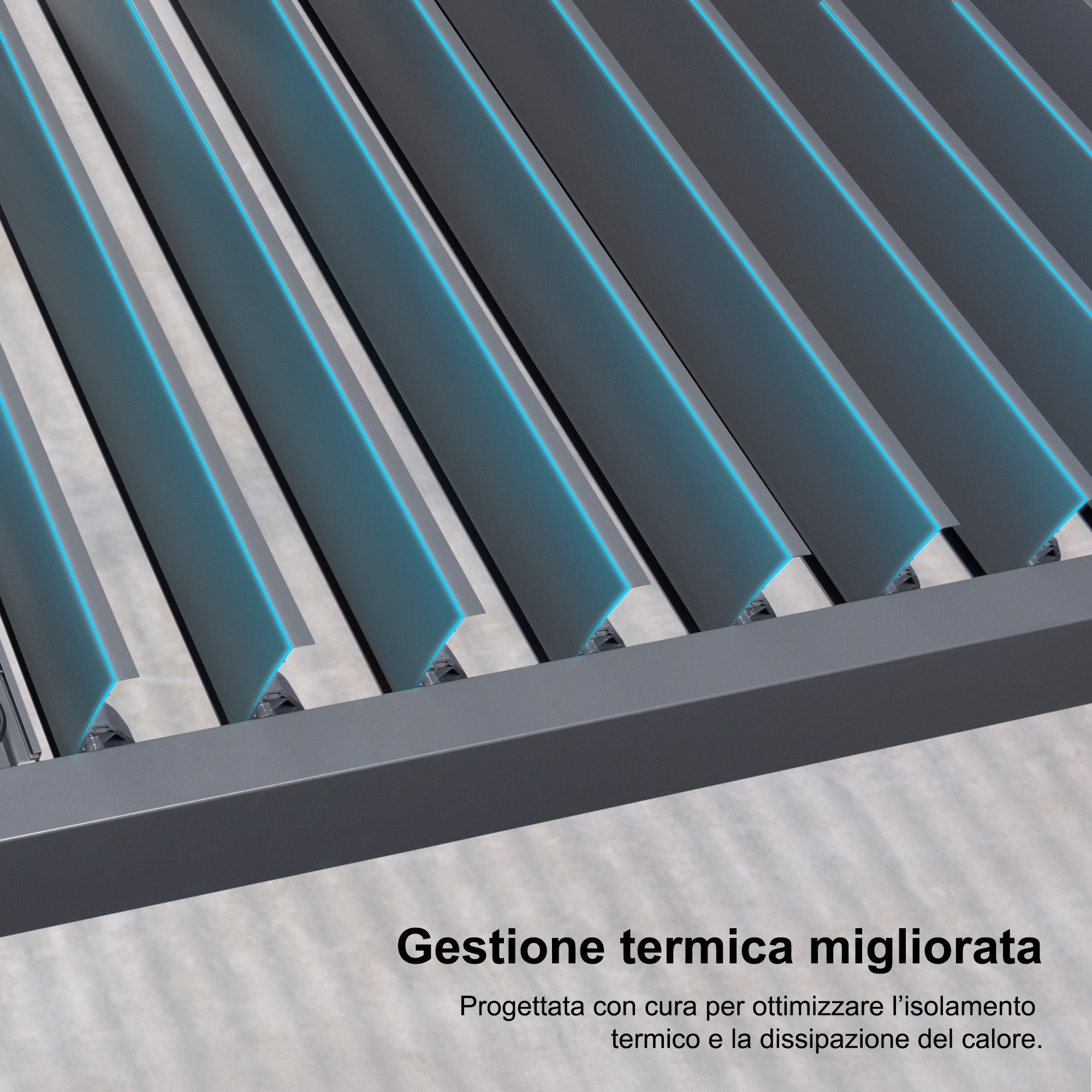 PURPLE LEAF Pergola Bioclimatica Pergola in Alluminio da Esterno struttura robusta drenaggio nascosto con Tetto Regolabile per Terrazzo e Giardino Grigio