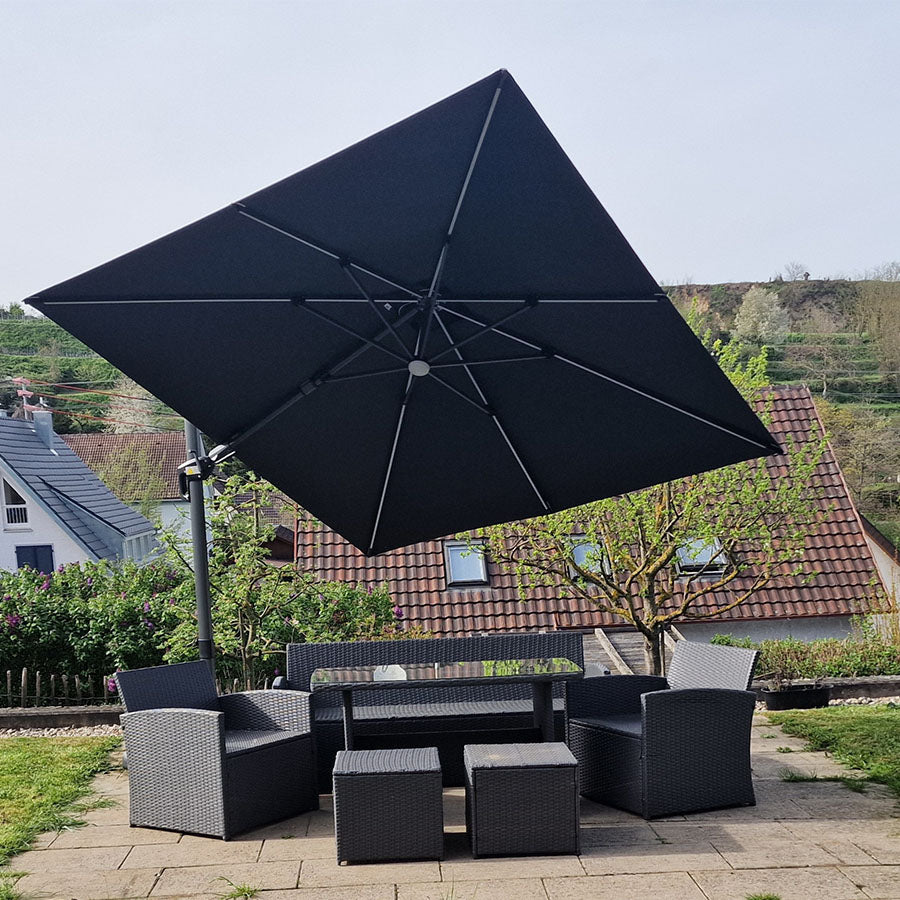 PURPLE LEAF Ombrellone da Giardino Ombrellone Quadrato Girevole con Rotazione a 360 gradi per esterno con luci