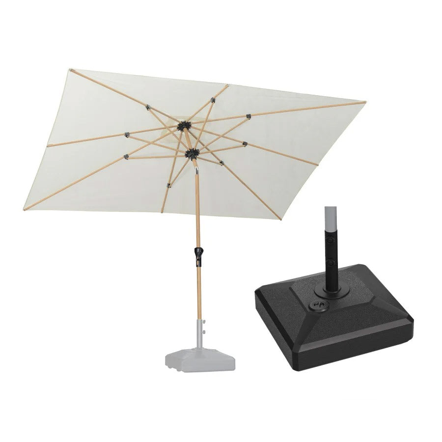 PURPLE LEAF Ombrellone da Giardino Effetto Legno,Ombrellone da Esterno per Balcone,Terrazza, Patio e Giardino,Con Base