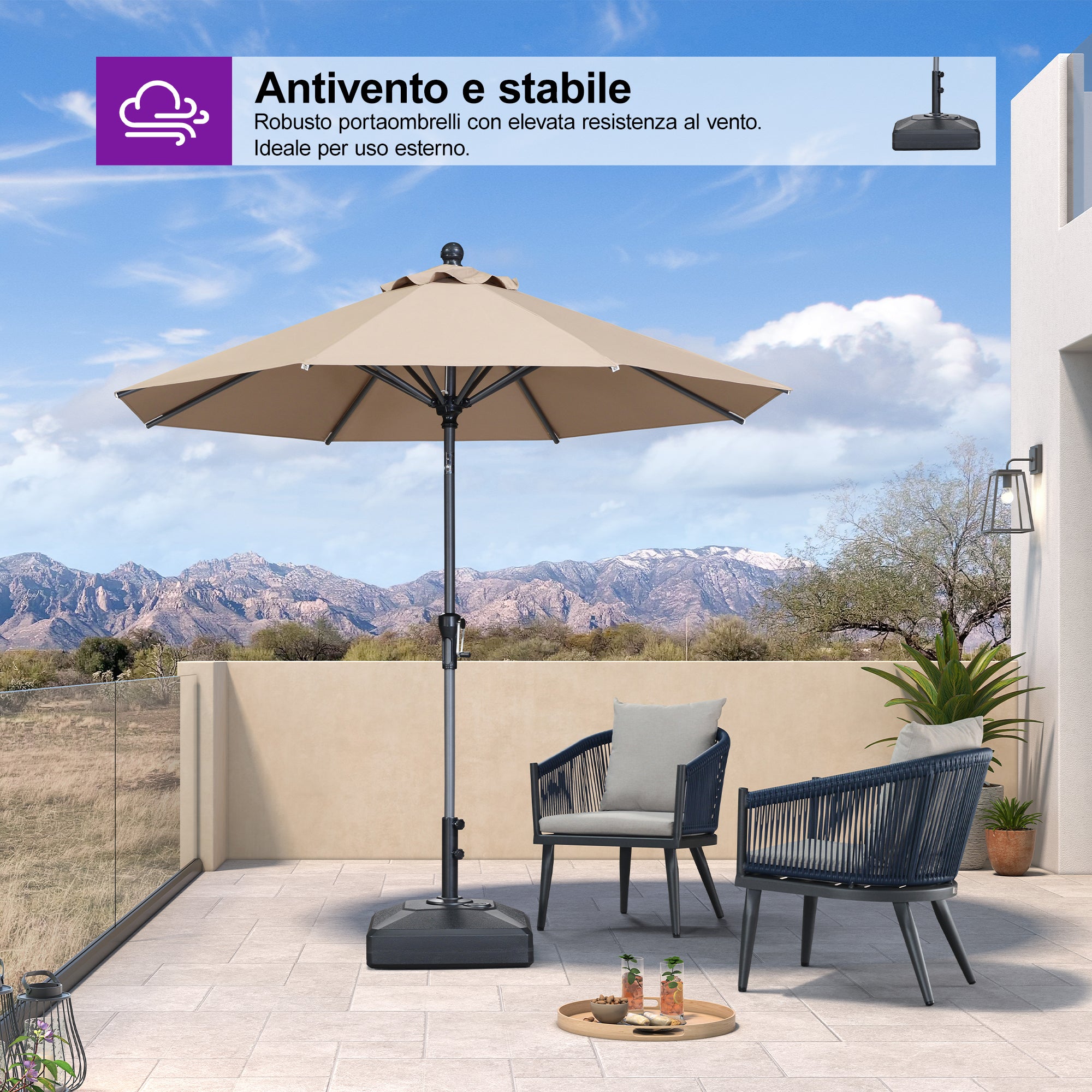 PURPLE LEAF Base per Ombrellone,per Ombrellone con Palo Centrale ZY03-MLBASE-32