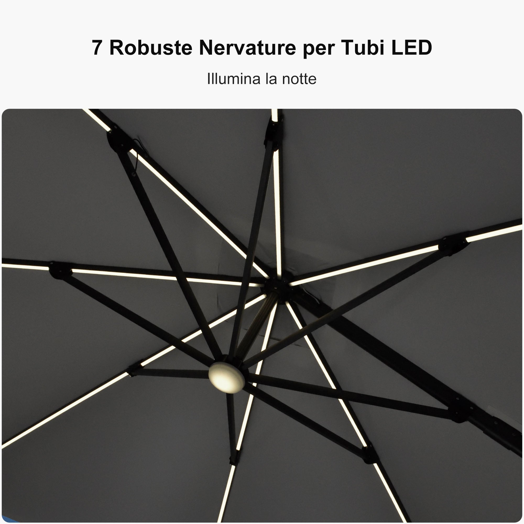 PURPLE LEAF Ombrellone da Giardino Ombrellone Quadrato Girevole con Rotazione a 360 gradi per esterno con luci