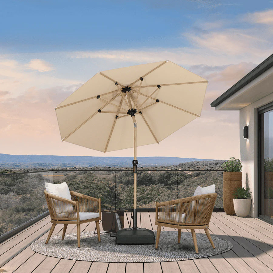 PURPLELEAF Ombrellone da Giardino Effetto Legno,Ombrellone da Esterno per Balcone,Terrazza, Patio e Giardino