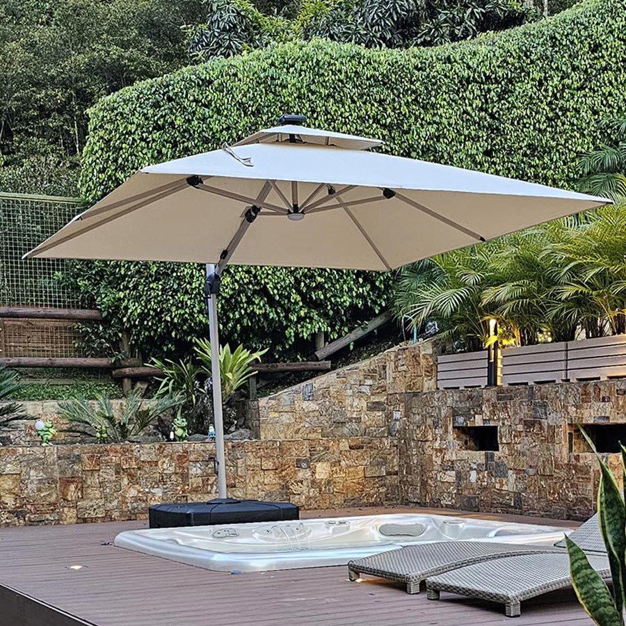 PURPLE LEAF Ombrellone Quadrati da Giardino  con Doppio Top  e luci