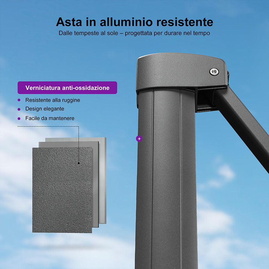 PURPLE LEAF Ombrellone da Giardino con Protezione UV per Terrazzo ed Esterni
