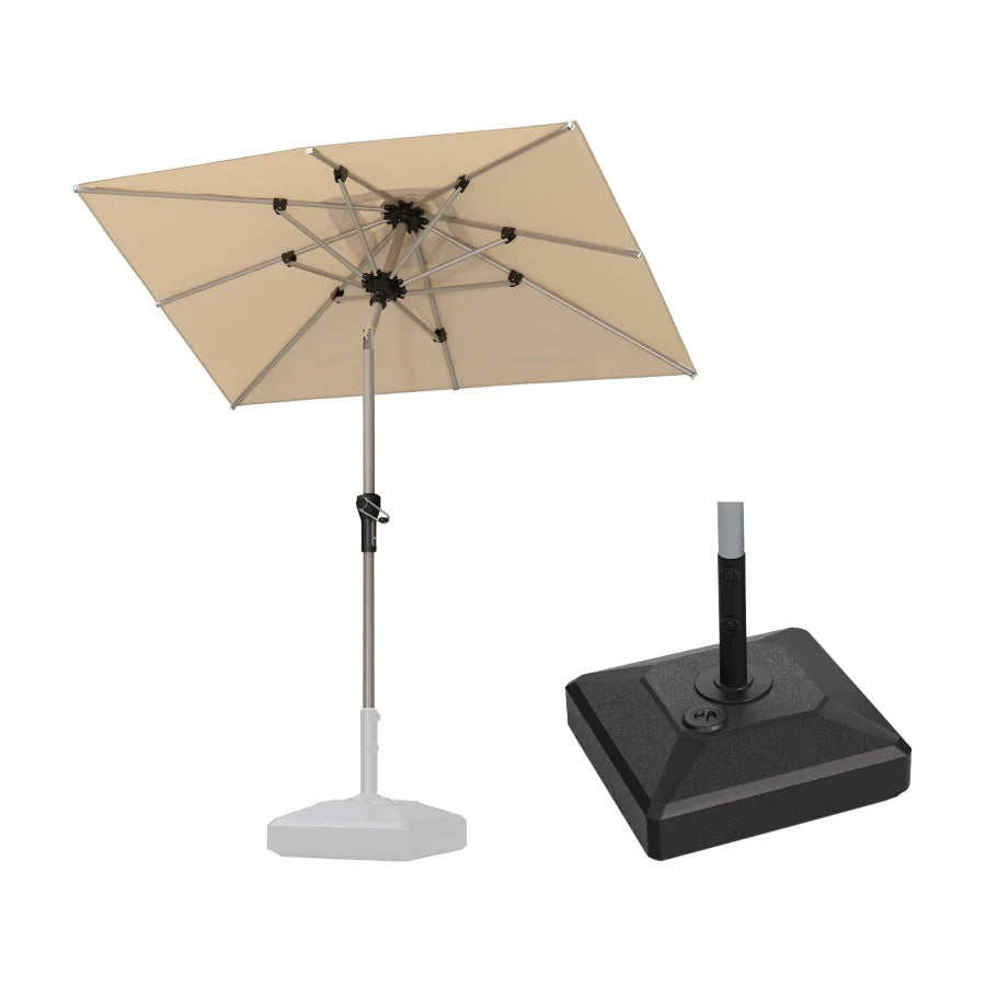 PURPLE LEAF Ombrellone da Giardino in lega di Alluminio con Inclinazione di 30°, Ombrellone da Tavolo, Ombrellone con palo centrale Impermeabile, Adatto per Giardini, Mercati ,Con Base