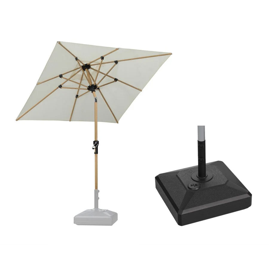 PURPLE LEAF Ombrellone da Giardino Effetto Legno,Ombrellone da Esterno per Balcone,Terrazza, Patio e Giardino,Con Base