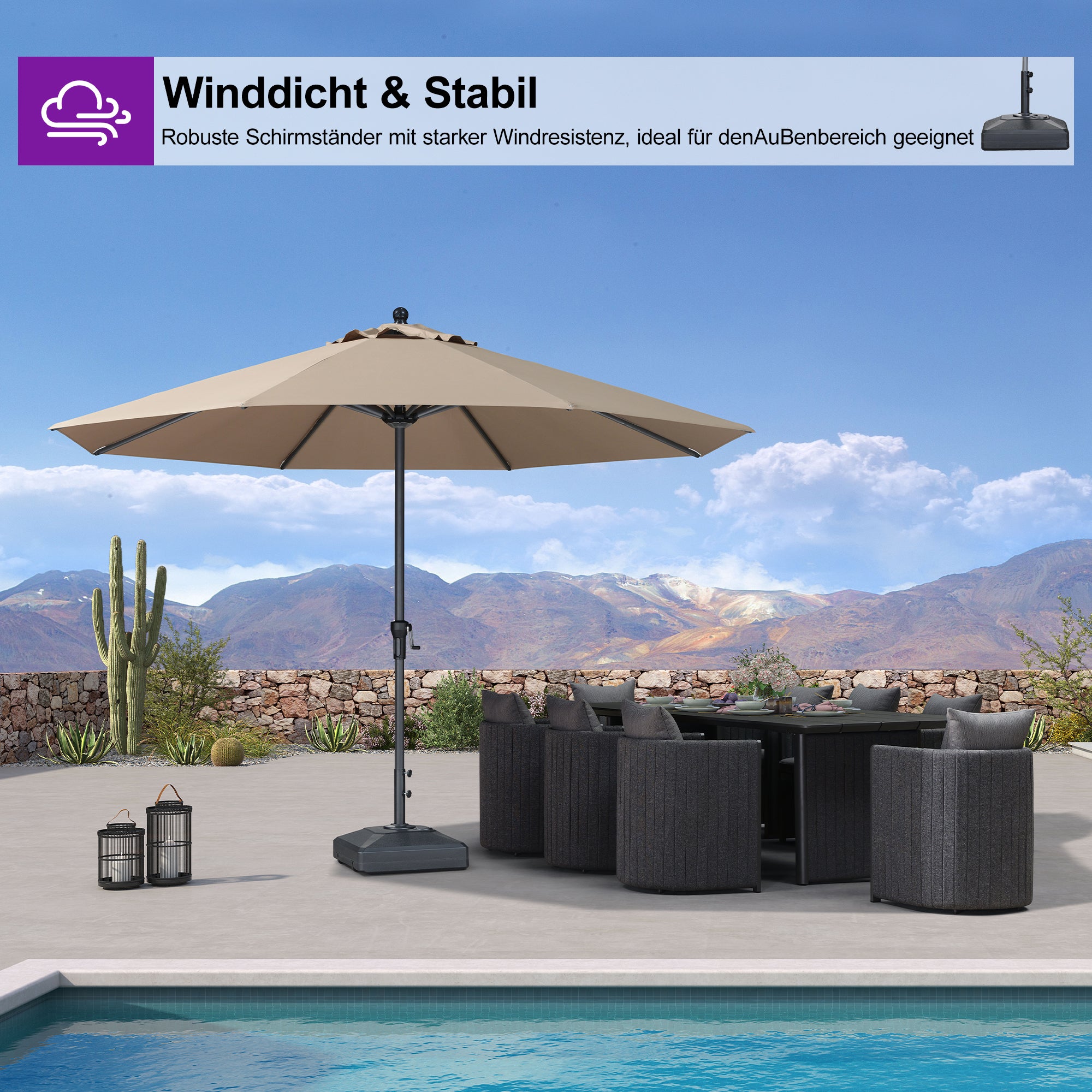 PURPLE LEAF Base per Ombrellone ,per Ombrellone con Palo Centrale ZY03-MLBASE-45