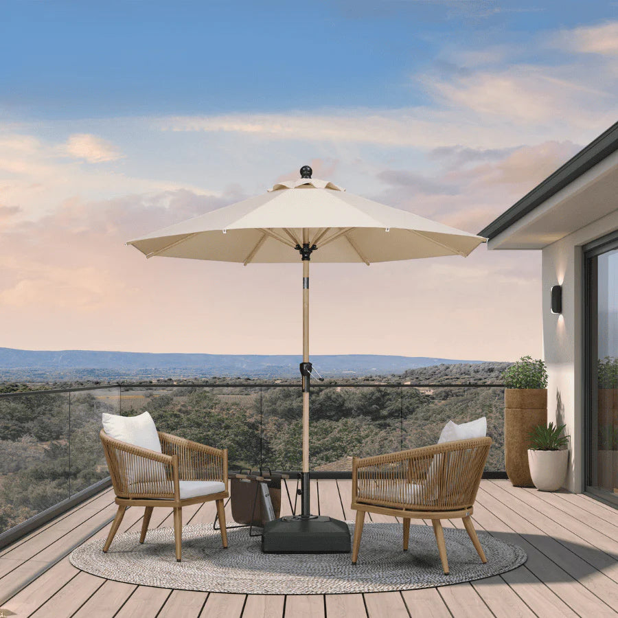 PURPLELEAF Ombrellone da Giardino Effetto Legno,Ombrellone da Esterno per Balcone,Terrazza, Patio e Giardino