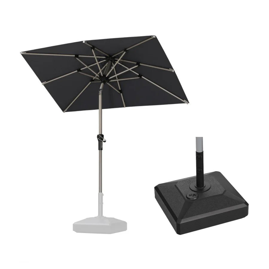 PURPLE LEAF Ombrellone da Giardino in lega di Alluminio con Inclinazione di 30°, Ombrellone da Tavolo, Ombrellone con palo centrale Impermeabile, Adatto per Giardini, Mercati ,Con Base