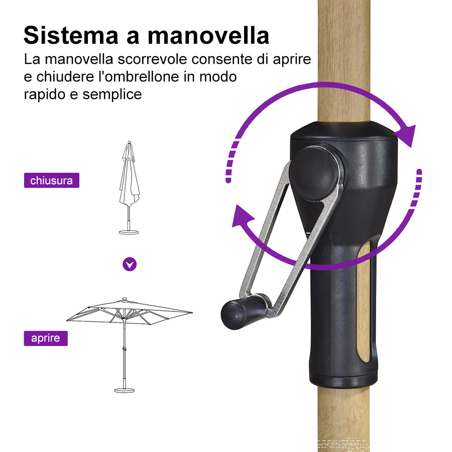 PURPLELEAF Ombrellone da Giardino Effetto Legno,Ombrellone da Esterno per Balcone,Terrazza, Patio e Giardino