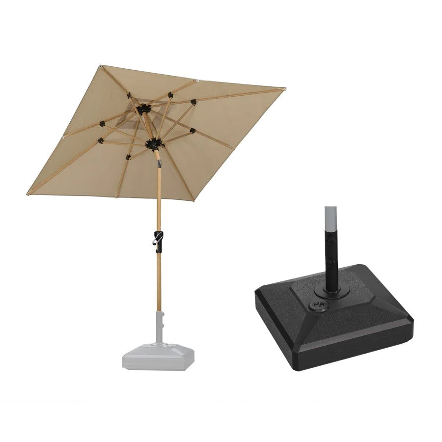 PURPLE LEAF Ombrellone da Giardino Effetto Legno,Ombrellone da Esterno per Balcone,Terrazza, Patio e Giardino,Con Base