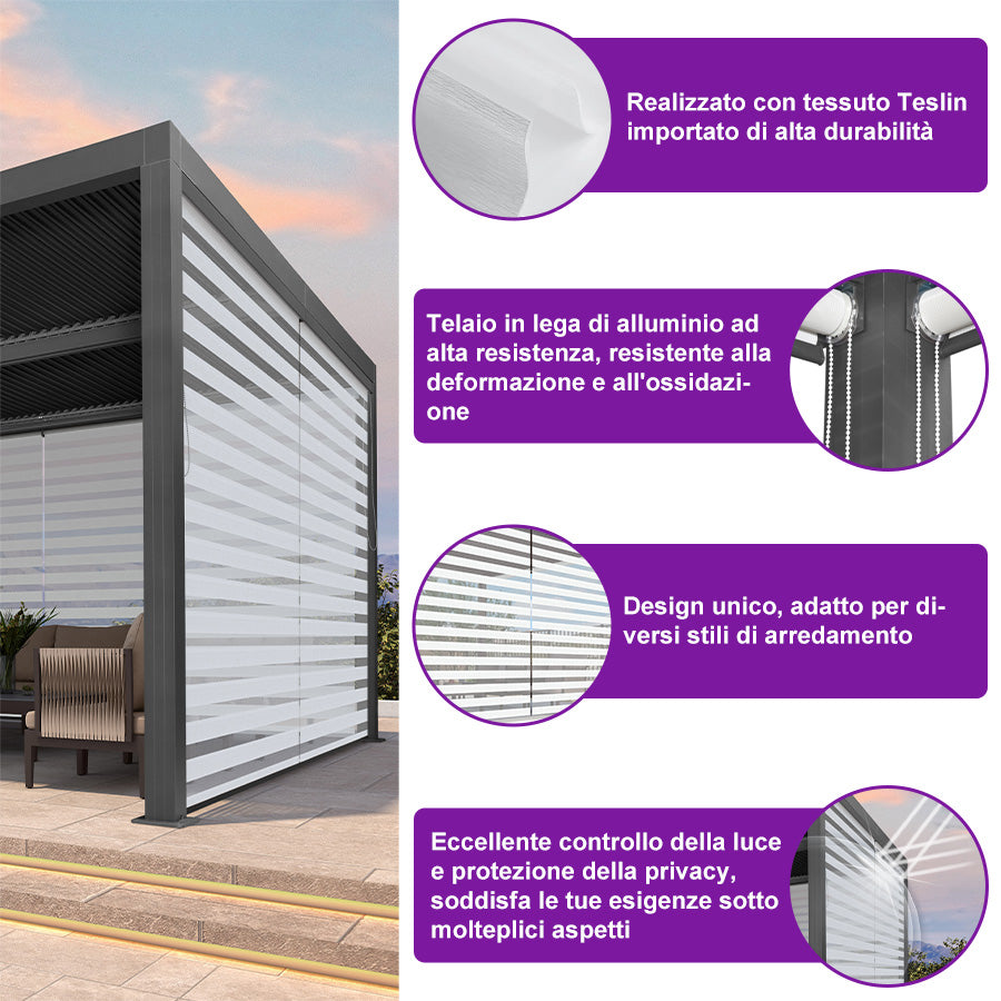 PURPLE LEAF tende avvolgibili per Pergola Bioclimatica isolamento termico protezione UV protezione solare tessuto impermeabile per terrazzo tende laterali