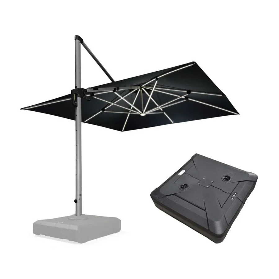 PURPLE LEAF Ombrellone Quadrati da Giardino  con Doppio Top  e luci ，con Base