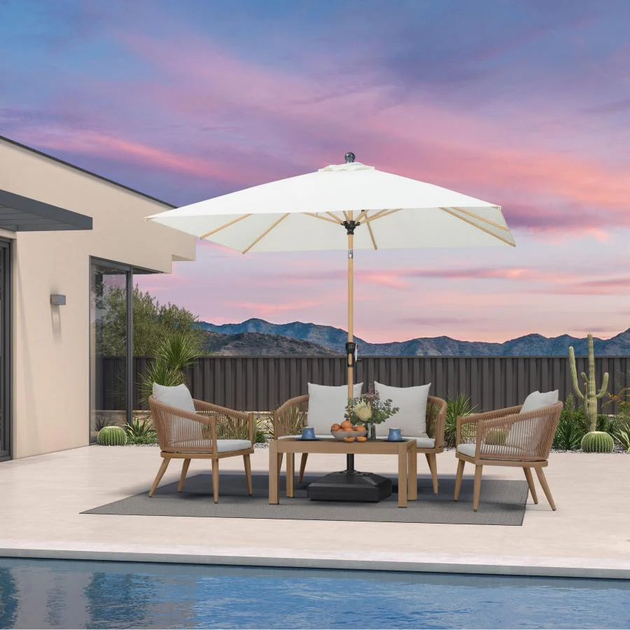 PURPLELEAF Ombrellone da Giardino Effetto Legno,Ombrellone da Esterno per Balcone,Terrazza, Patio e Giardino