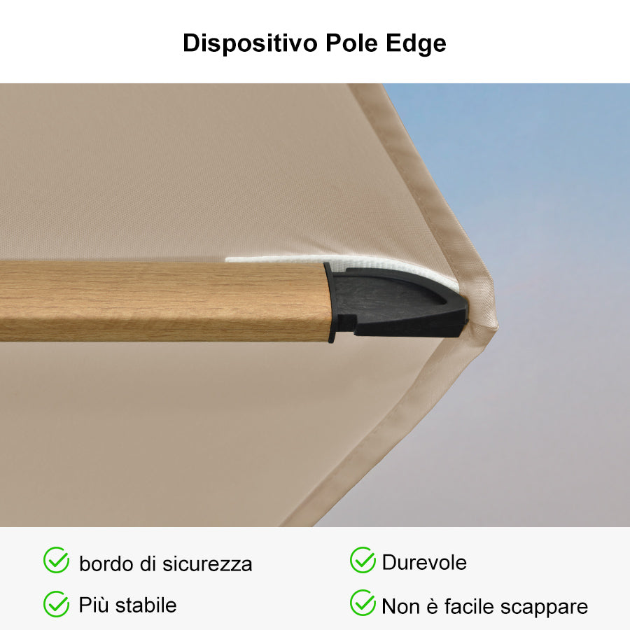 PURPLELEAF Ombrellone da Giardino Effetto Legno,Ombrellone da Esterno per Balcone,Terrazza, Patio e Giardino