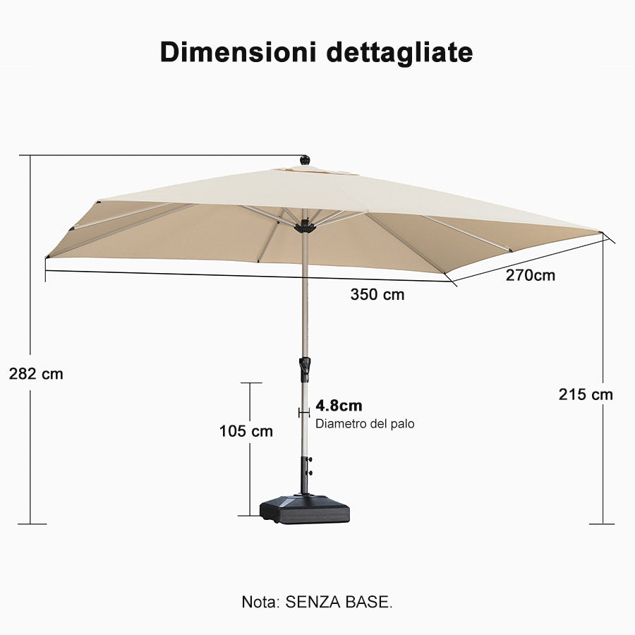 PURPLE LEAF Ombrelloni da Giardino, Ombrellone da Tavolo， Ombrellone con Montante centrale， Adatti per Giardino, Terrazza e Mercati ,Con Base