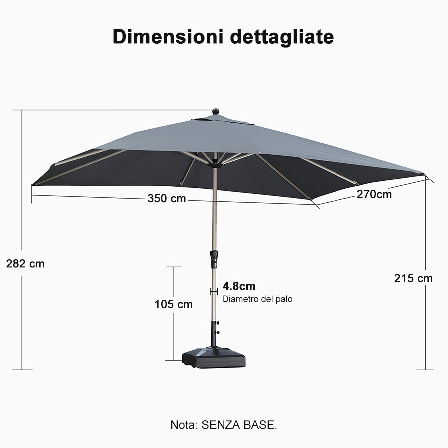 PURPLE LEAF Ombrelloni da Giardino, Ombrellone da Tavolo， Ombrellone con Montante centrale， Adatti per Giardino, Terrazza e Mercati ,Con Base