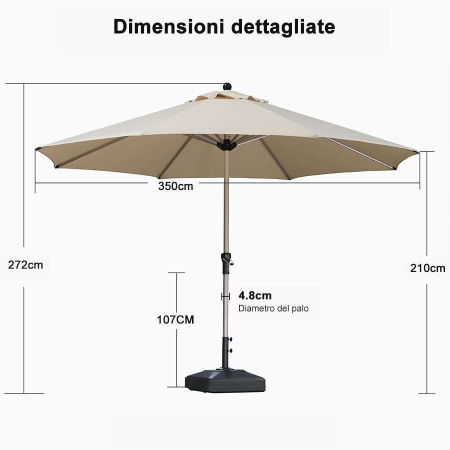 PURPLE LEAF Ombrelloni da Giardino, Ombrellone da Tavolo， Ombrellone con Montante centrale， Adatti per Giardino, Terrazza e Mercati ,Con Base