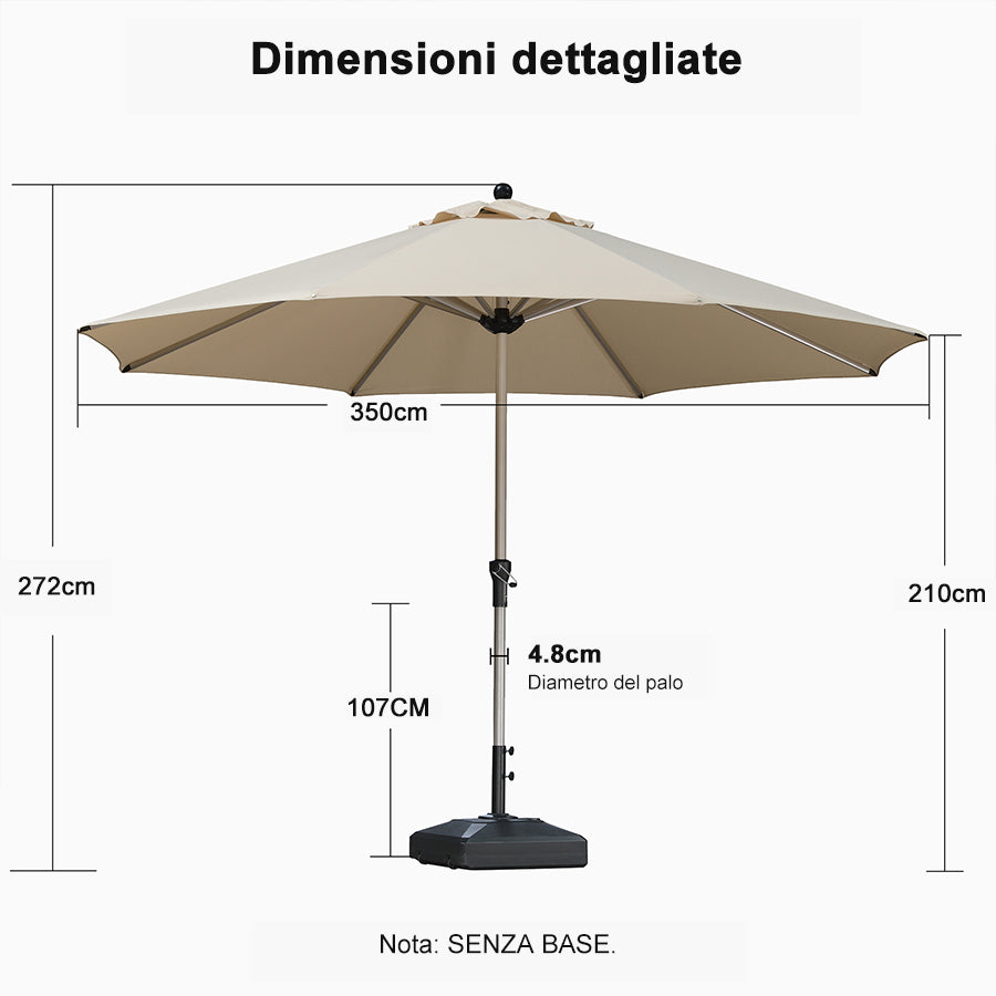 PURPLE LEAF Ombrelloni da Giardino, Ombrellone da Tavolo， Ombrellone con Montante centrale， Adatti per Giardino, Terrazza e Mercati ,Con Base