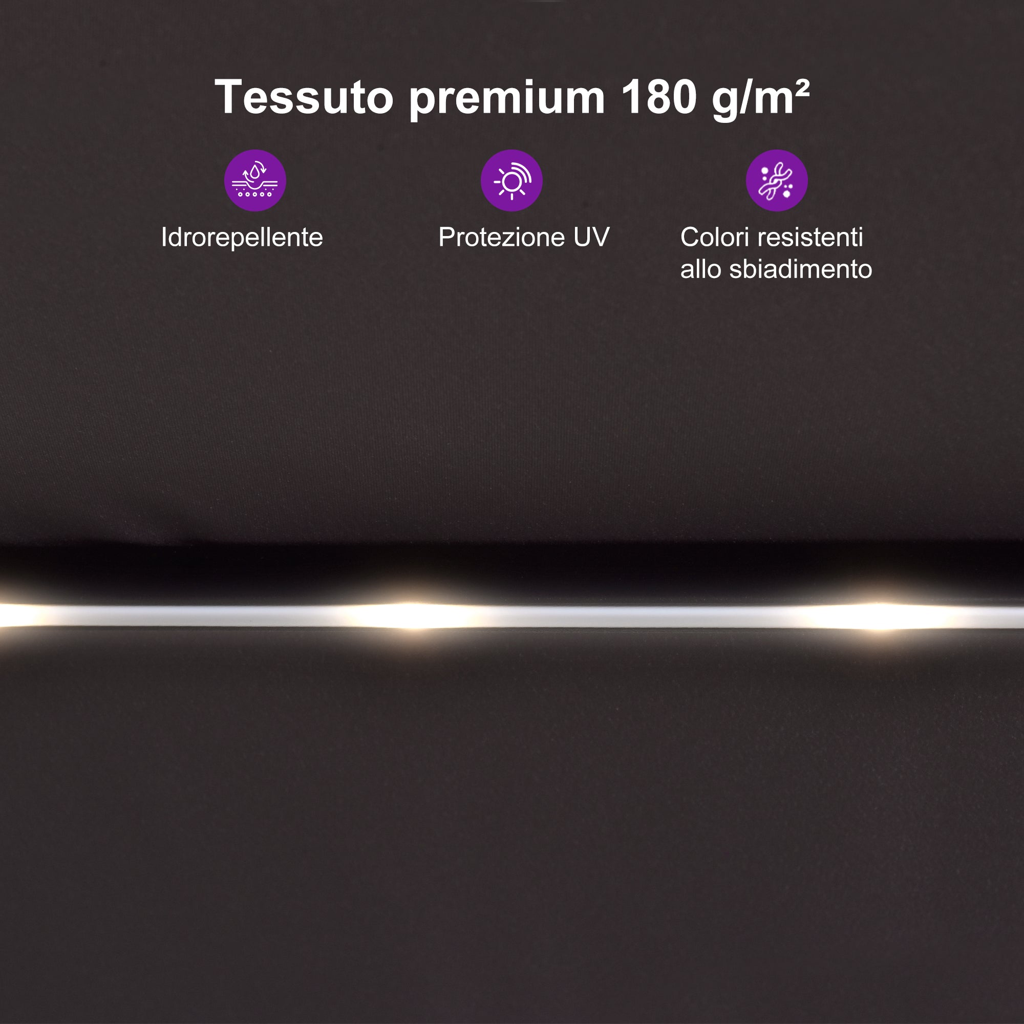 PURPLE LEAF Ombrellone doppio con illuminazione LED con base inclusa per esterni
