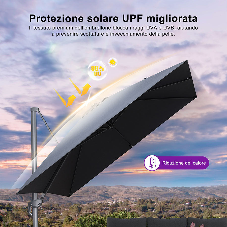 PURPLE LEAF Ombrellone da Giardino con Protezione UV per Terrazzo ed Esterni