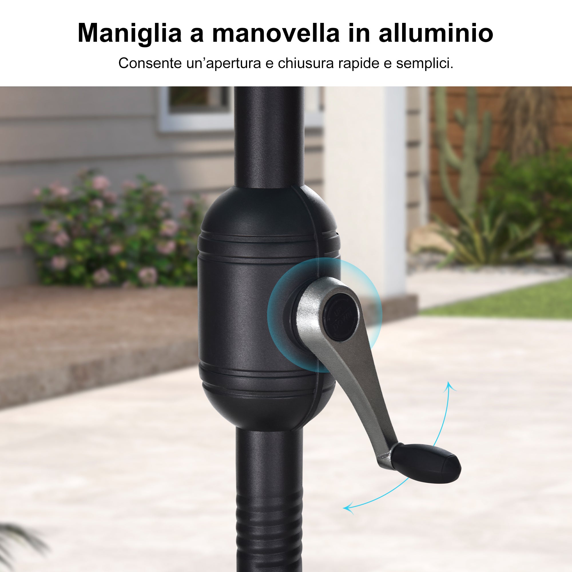 PURPLE LEAF Ombrellone da mercato rettangolare doppio lato con base per terrazzo e giardino