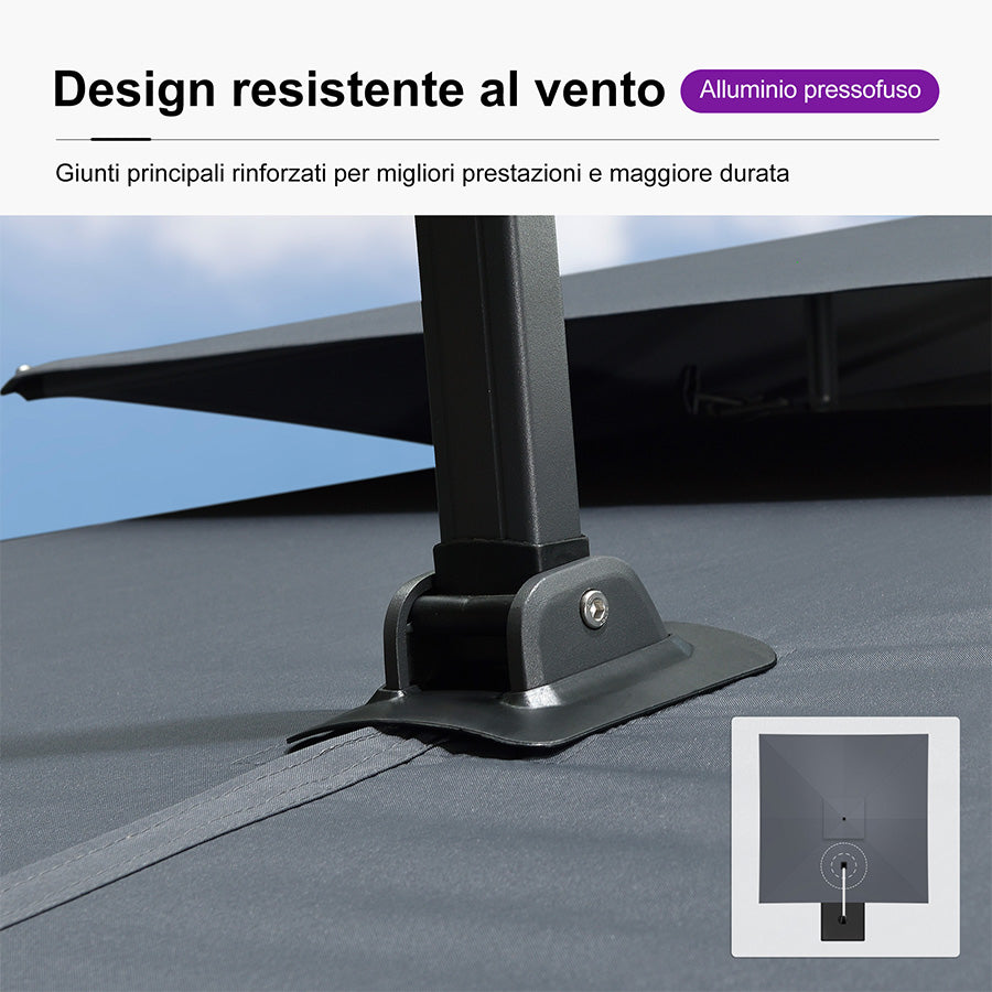 PURPLE LEAF Ombrellone doppio Top Quadrato per Giardino