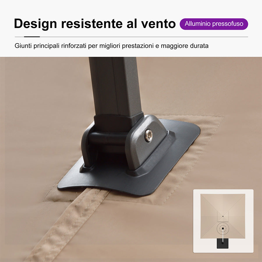 PURPLE LEAF Ombrellone doppio Top Quadrato per Giardino