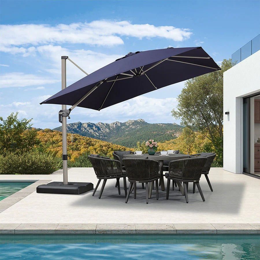 PURPLE LEAF Deluxe - Ombrellone in Alluminio Rettangolare da Esterno, Elegante, Antivento e Regolabile