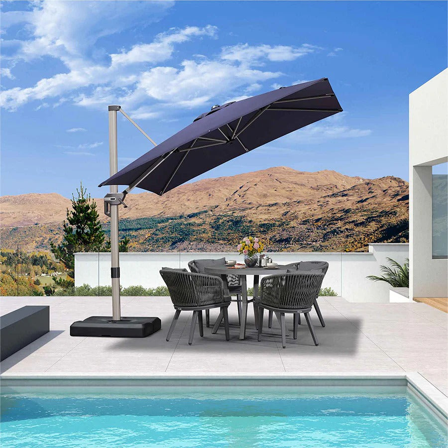 PURPLE LEAF Deluxe - Ombrellone in Alluminio Rettangolare da Esterno, Elegante, Antivento e Regolabile