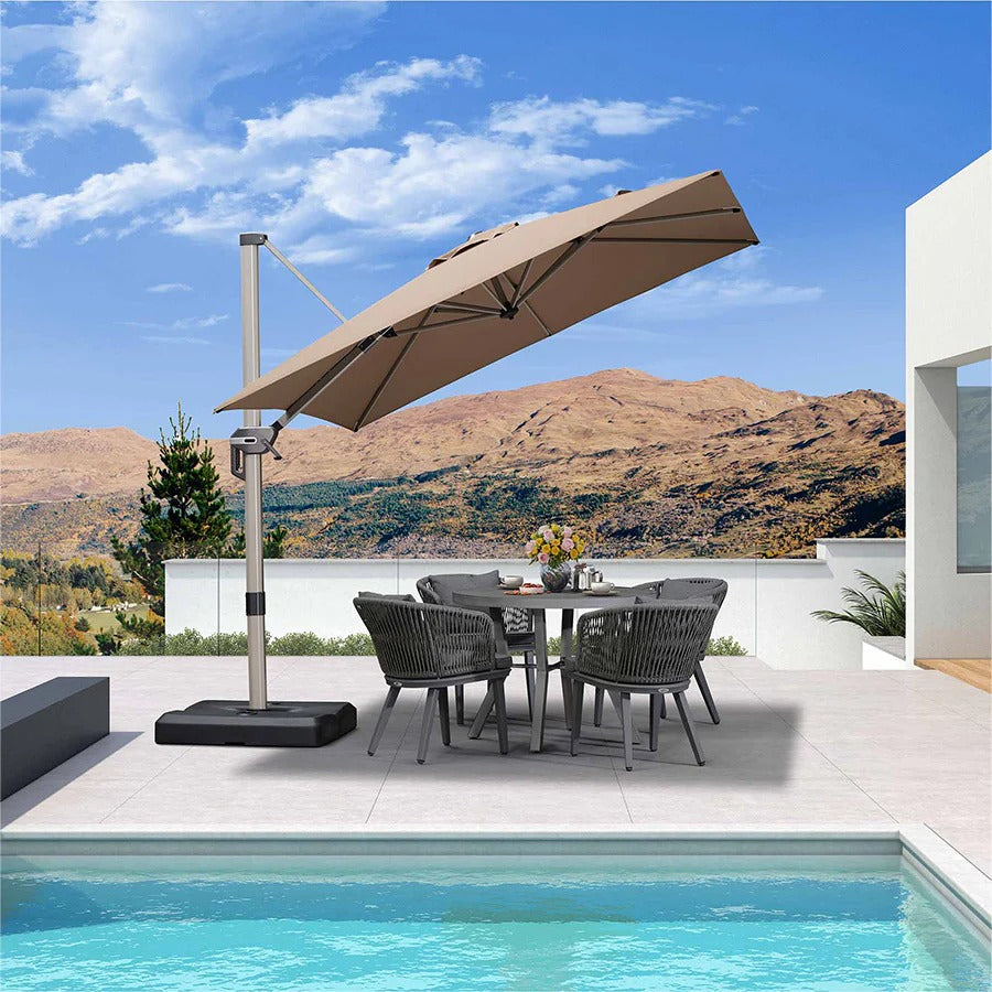 PURPLE LEAF Deluxe - Ombrellone in Alluminio Rettangolare da Esterno, Elegante, Antivento e Regolabile