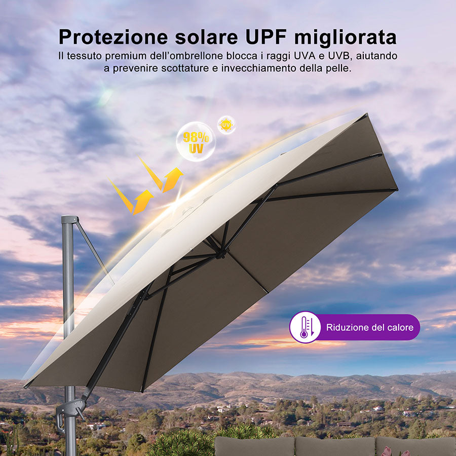 PURPLE LEAF Ombrellone da Giardino con Protezione UV per Terrazzo ed Esterni