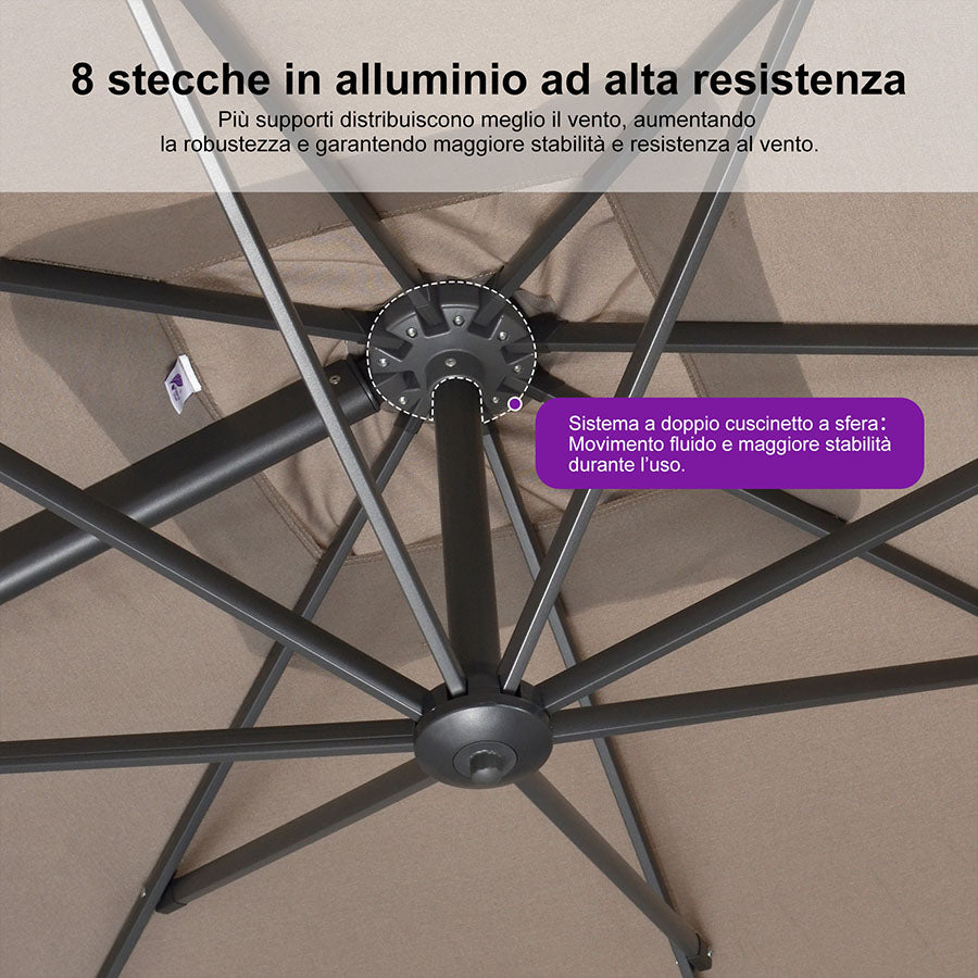 PURPLE LEAF Ombrellone da Giardino con Protezione UV per Terrazzo ed Esterni