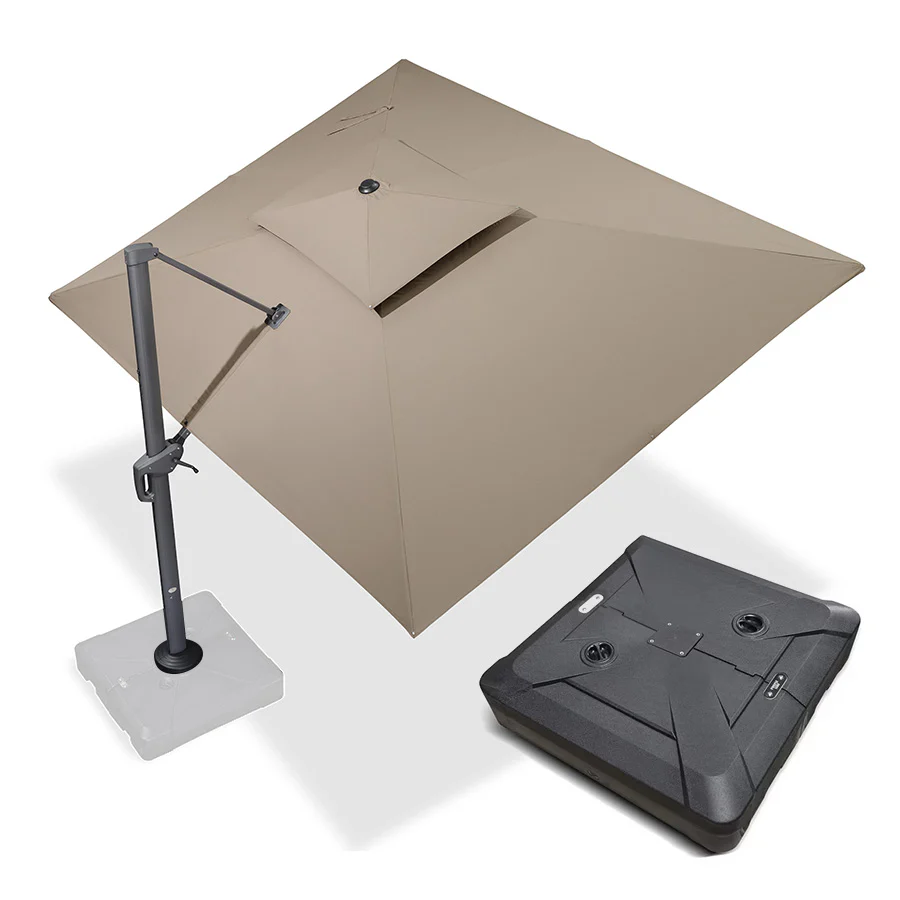 PURPLE LEAF Ombrellone doppio Top Quadrato per Giardino,con Base