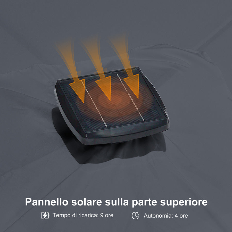 PURPLE LEAF Ombrellone da Giardino LED Quadrato 300x300 cm, Inclinabile e Girevole a 360° per Terrazza e Piscina