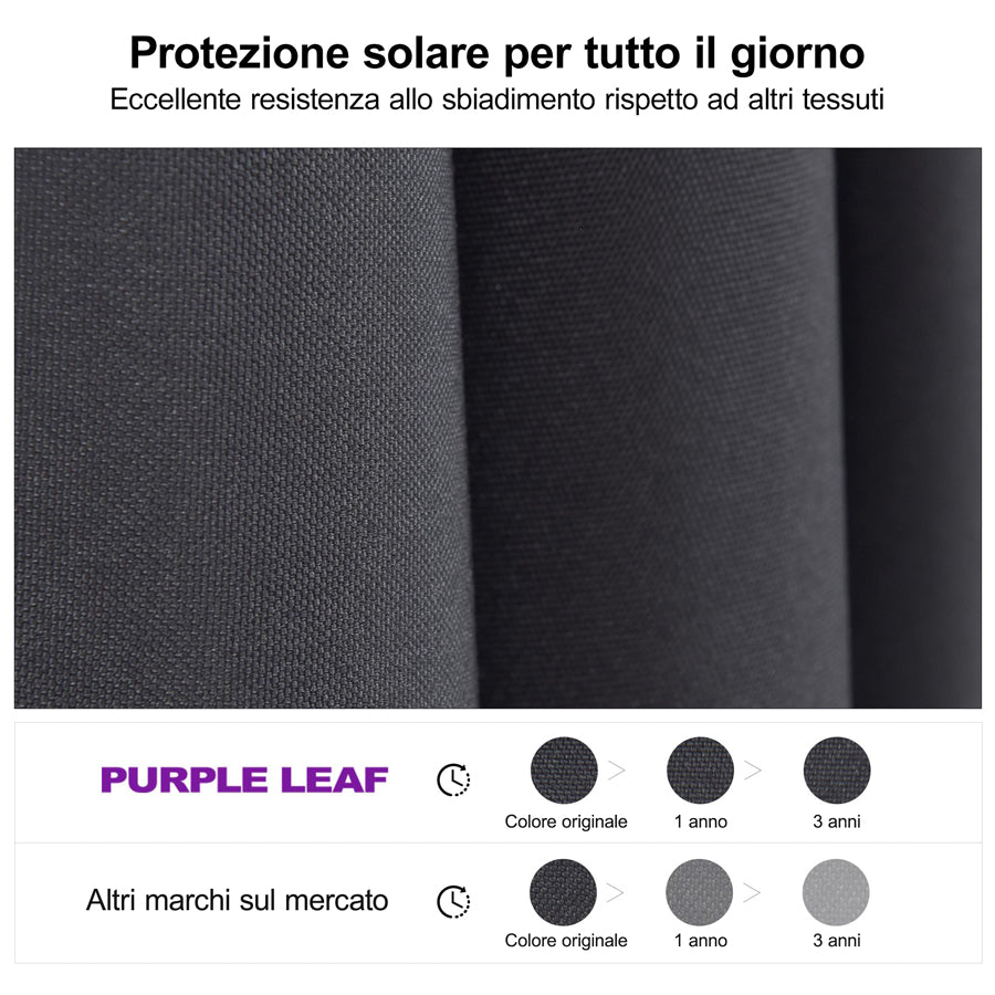 PURPLE LEAF Ombrellone da Giardino LED Quadrato 300x300 cm, Inclinabile e Girevole a 360° per Terrazza e Piscina
