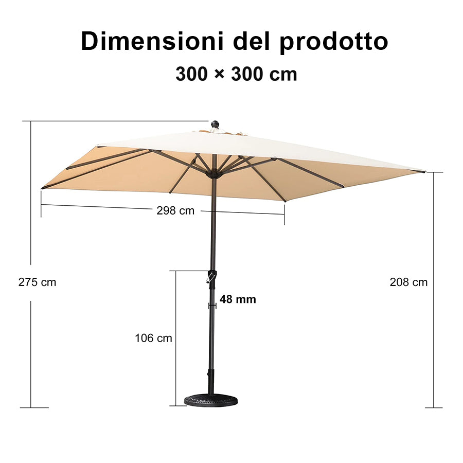 PURPLE LEAF Ombrellone in Alluminio per Giardino, Terrazza e Attività Commerciali – Robusto Ombrellone da Esterno