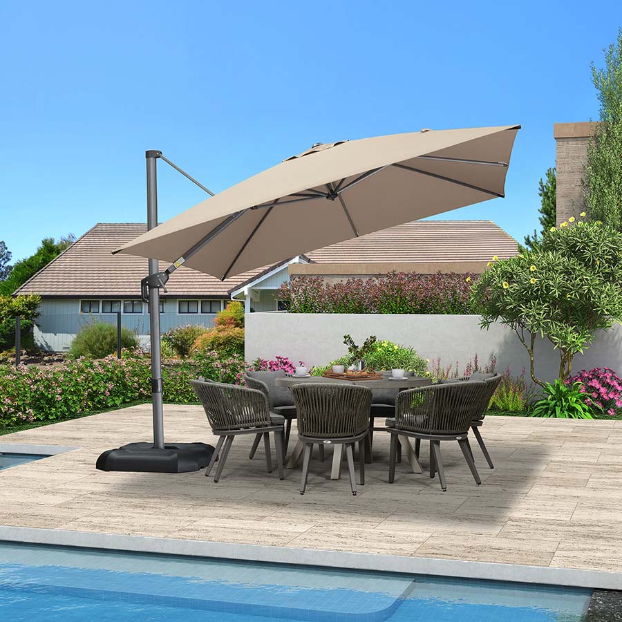 PURPLELEAF Ombrellone da Giardino Economico Quadrato ，con Base