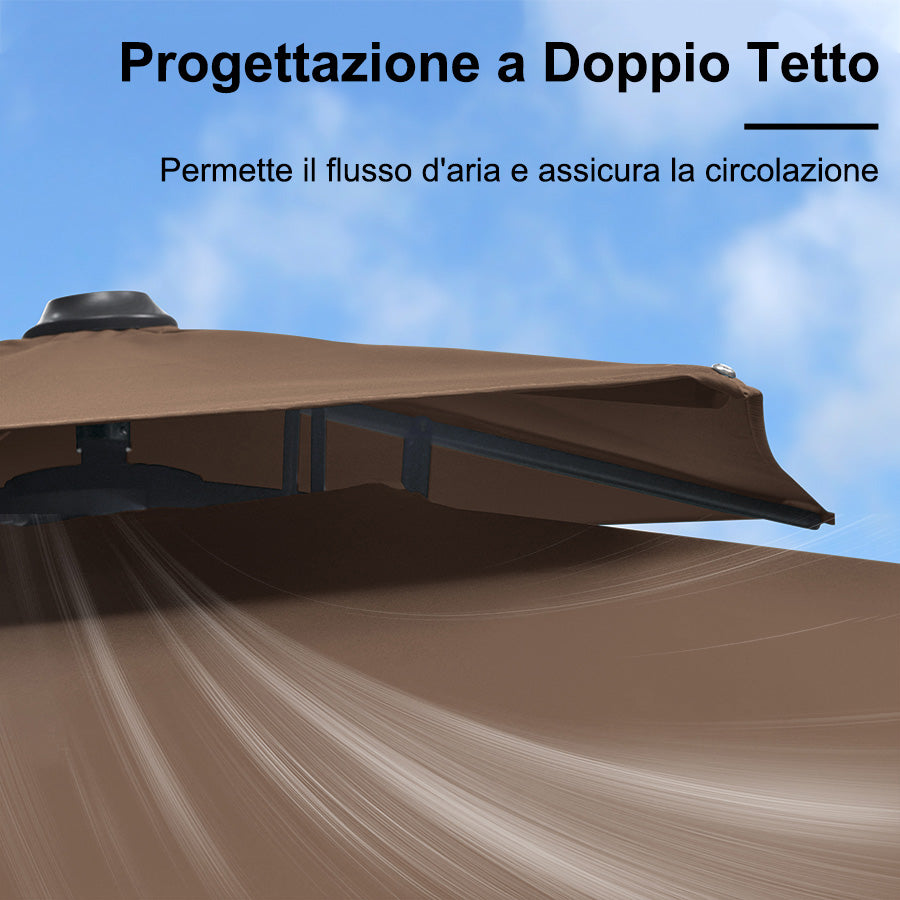 PURPLE LEAF Ombrellone doppio Top Quadrato per Giardino,con Base